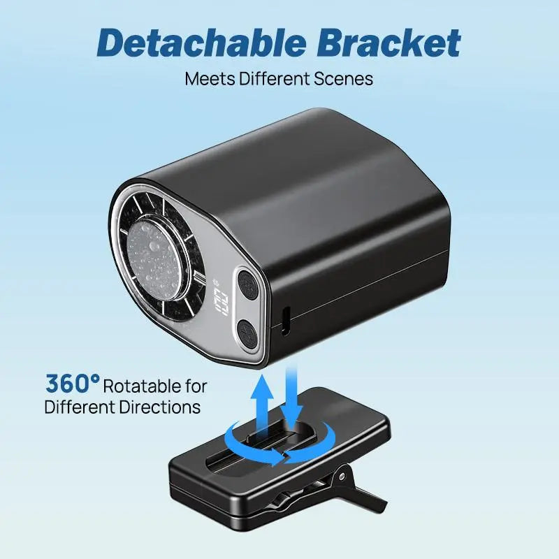 JOYTUTUS Semiconductor Cooling Clip-On Fan - Portable Clip Fan, Car Accessories, 360° Rotatable, 100-Speed Adjustable, USB Rechargeable, 3000Mah Battery, LED Display, Cool Tech Gadget, Cars Accessories